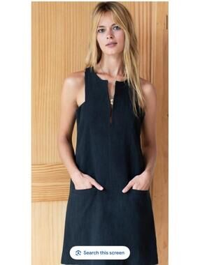Emerson Fry Tuckernuck A Line Mod Dress W Pockets - Black Linen size L